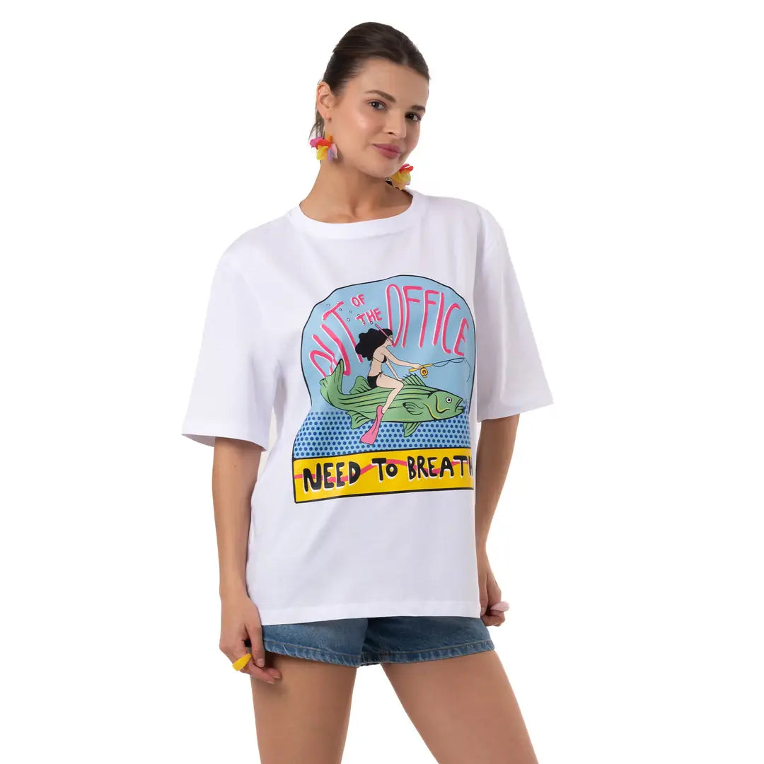 Breathe Oversize Beyaz T-Shirt