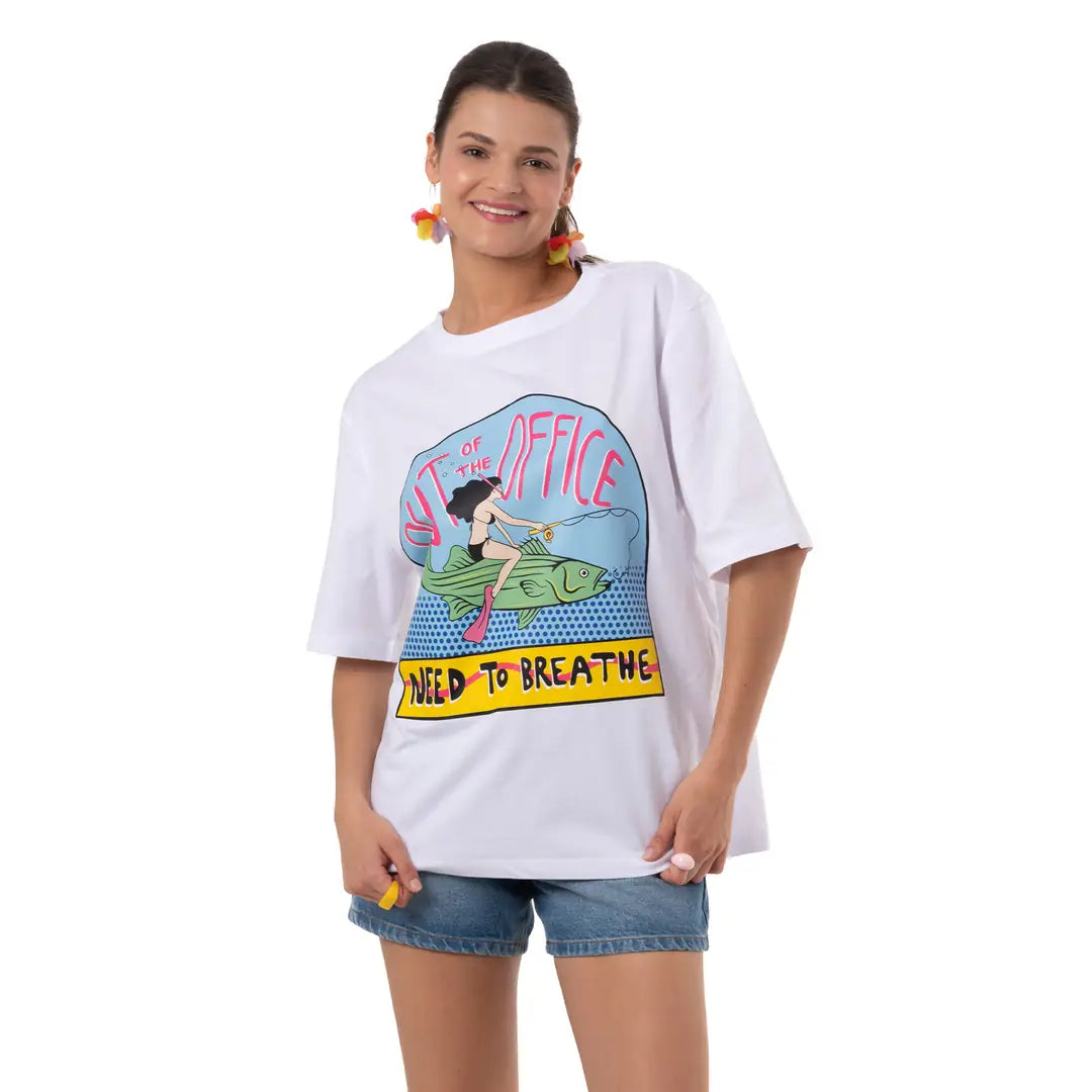Breathe Oversize Beyaz T-Shirt
