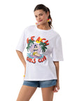 Girls Club Oversize Beyaz T-Shirt