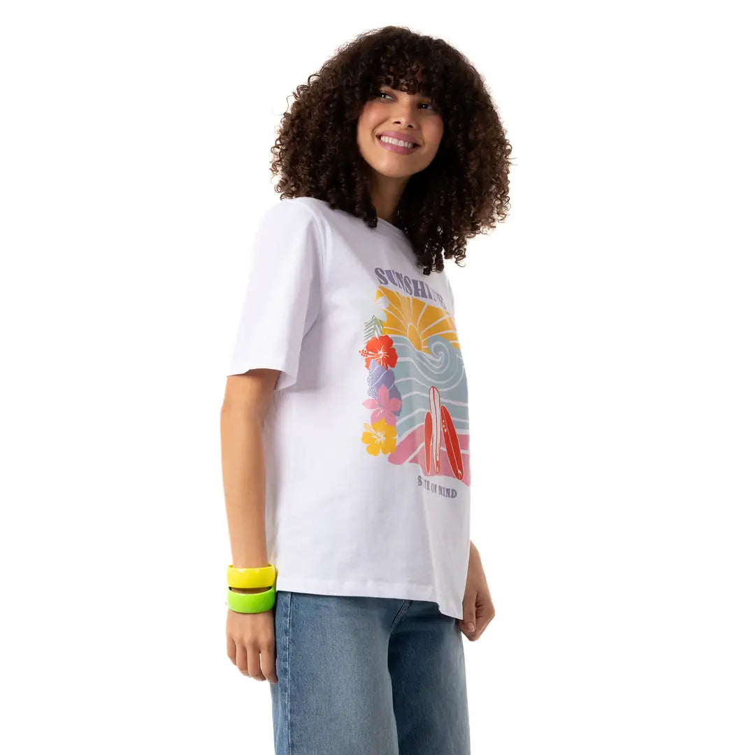 Sun Shine Oversize Beyaz T-Shirt