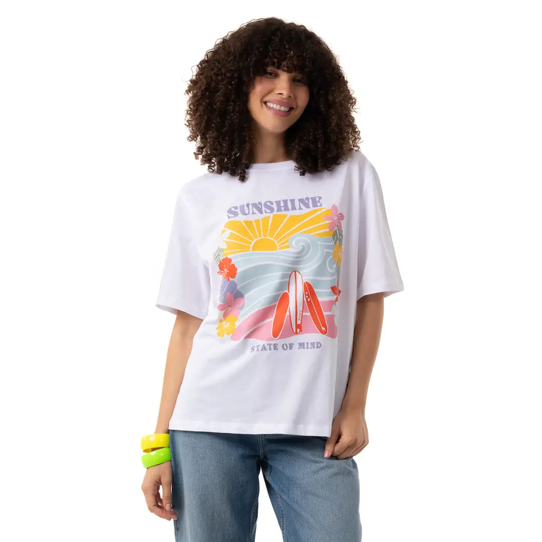 Sun Shine Oversize Beyaz T-Shirt