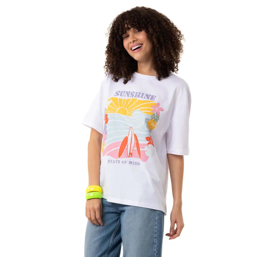 Sun Shine Oversize Beyaz T-Shirt