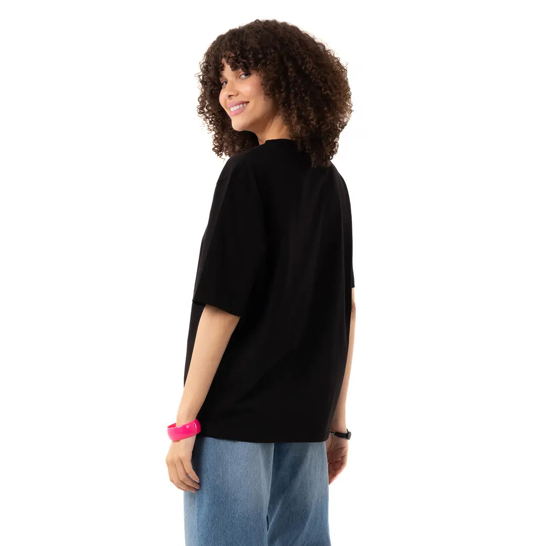 Beach Oversize Siyah T-Shirt