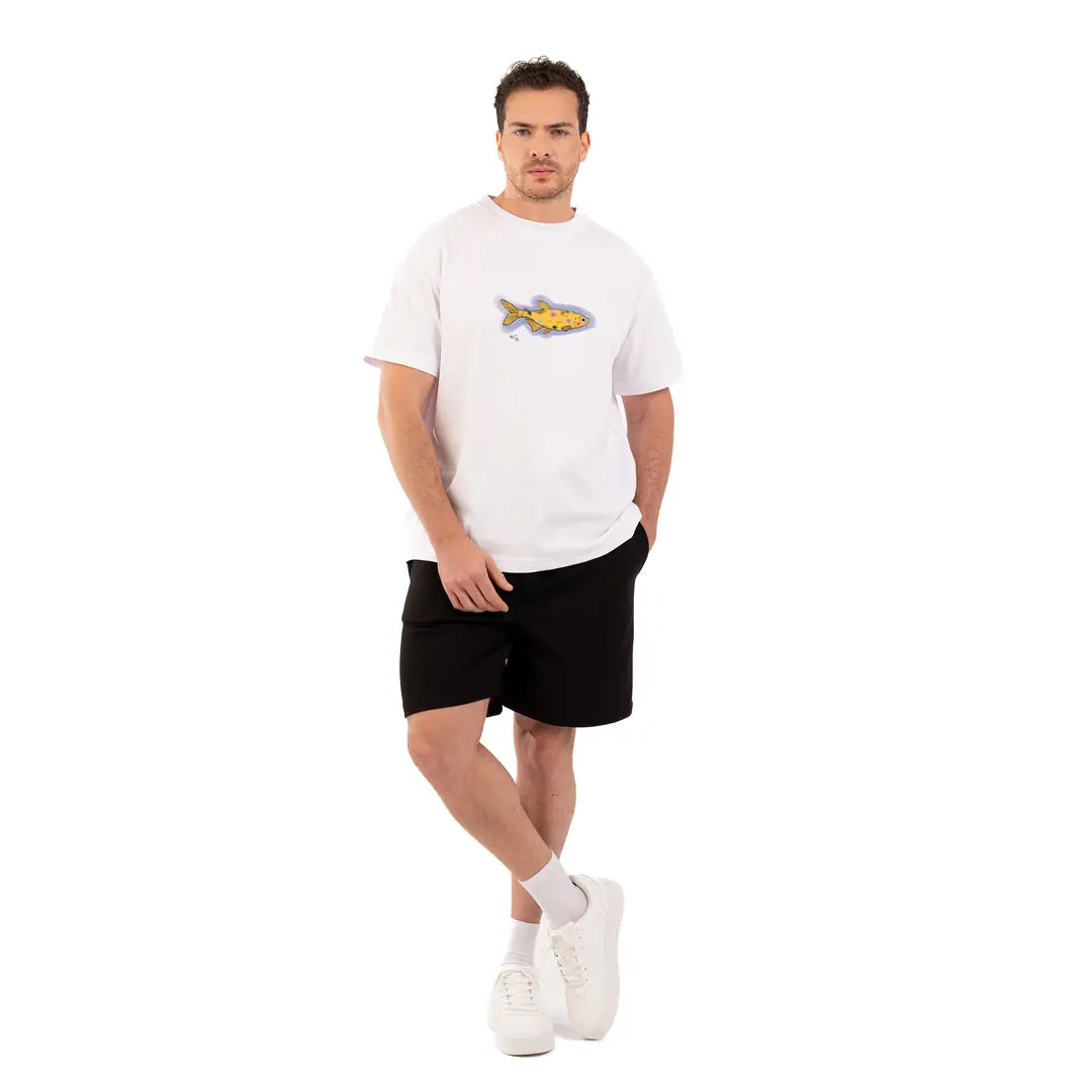 Cosmic Fish Oversize Beyaz T-Shirt