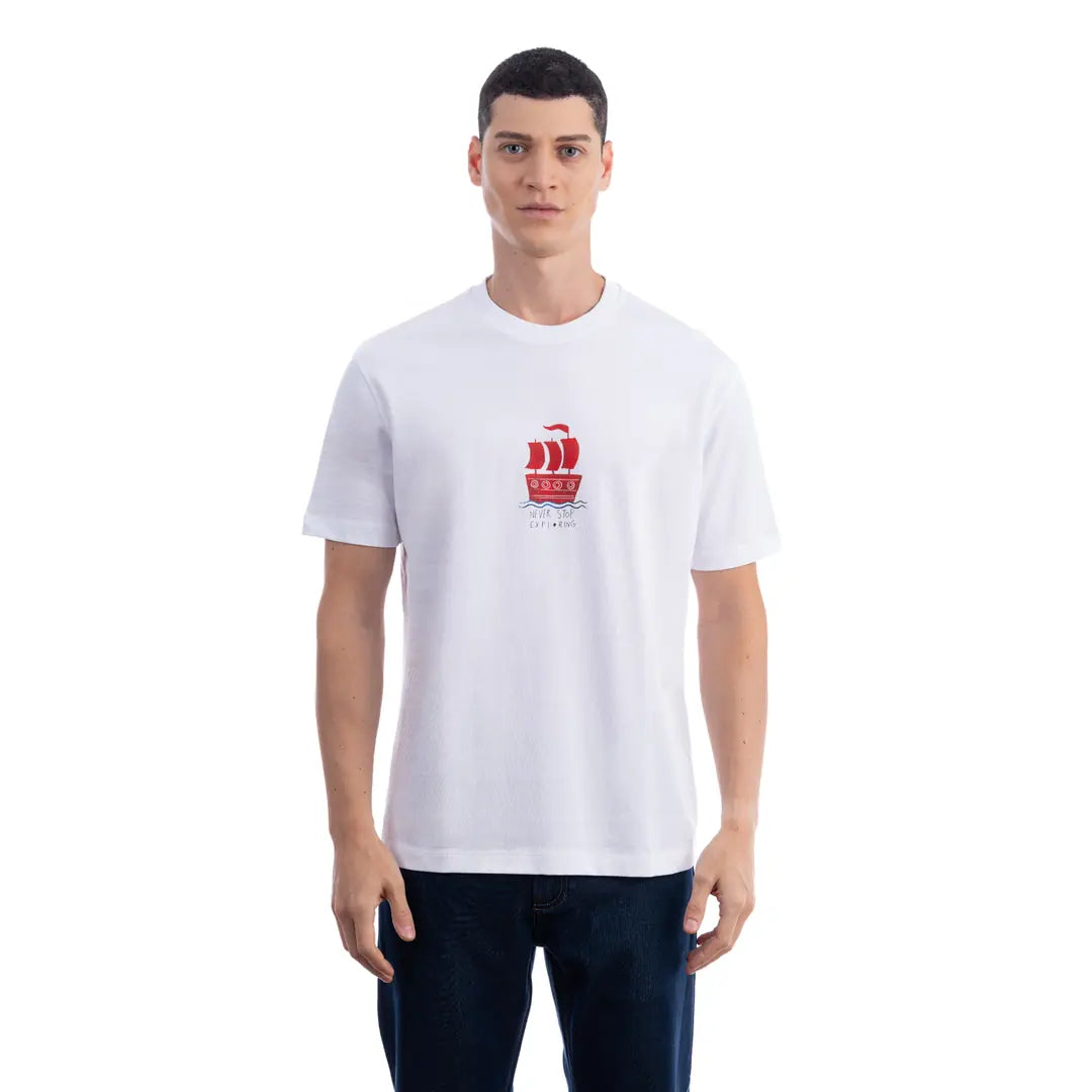 Never Stop Regular Beyaz T-Shirt