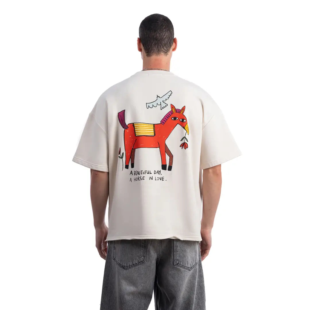 Beautiful Oversize Ekru T-Shirt