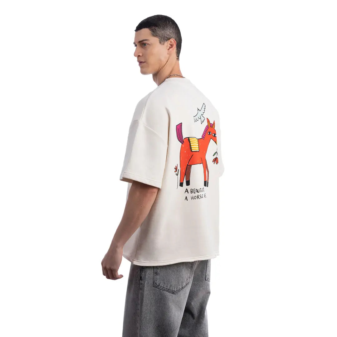 Beautiful Oversize Ekru T-Shirt