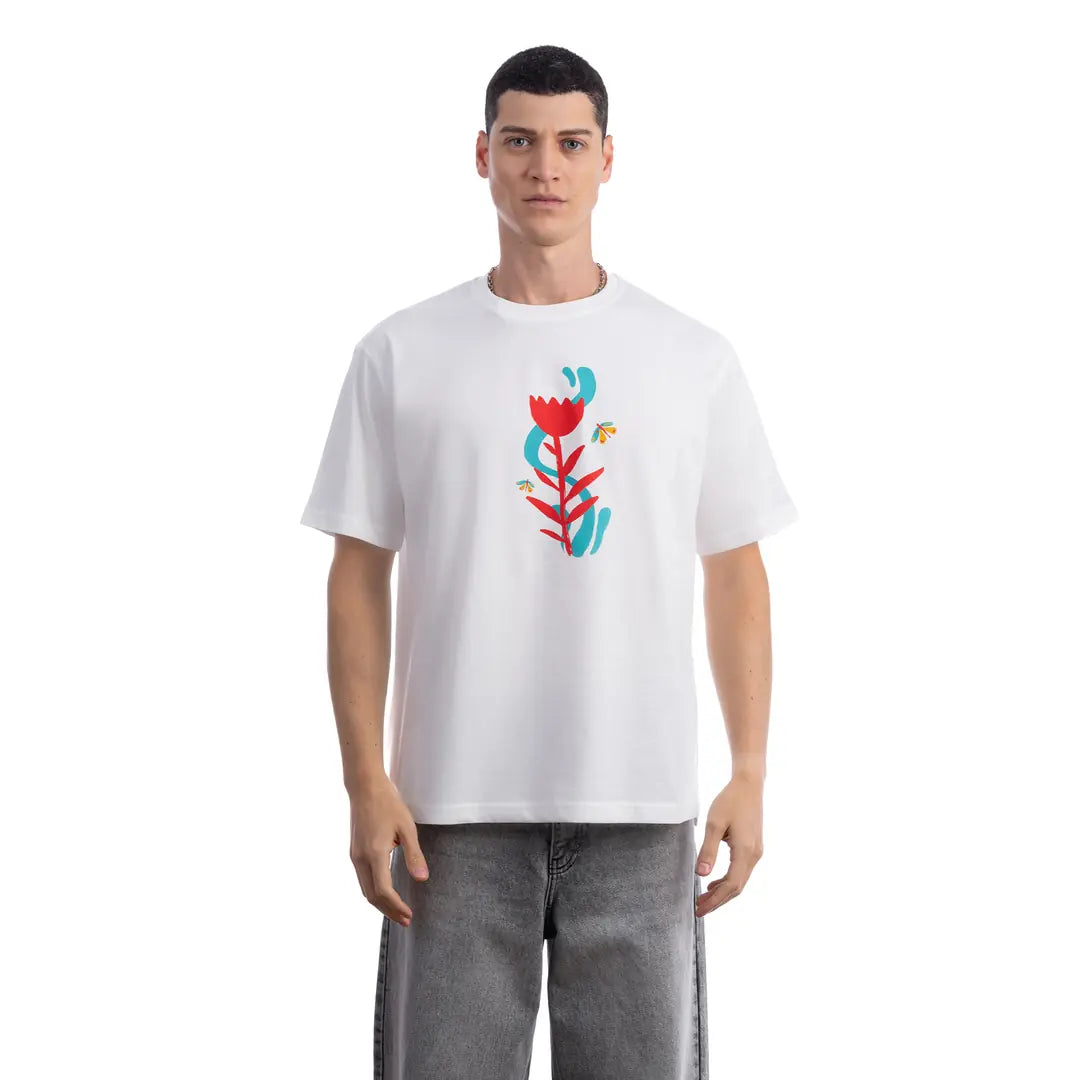 Butterfly Oversize Ekru T-Shirt