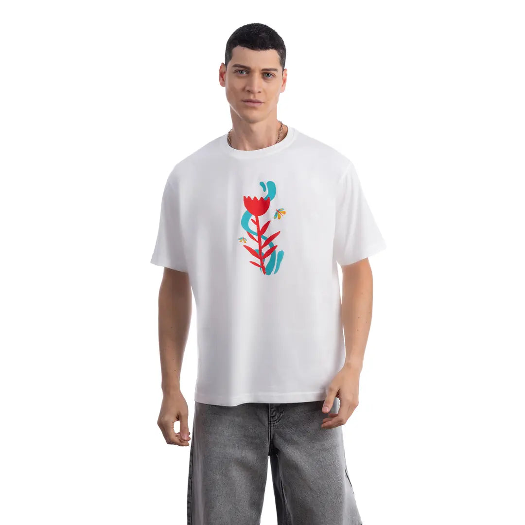 Butterfly Oversize Ekru T-Shirt