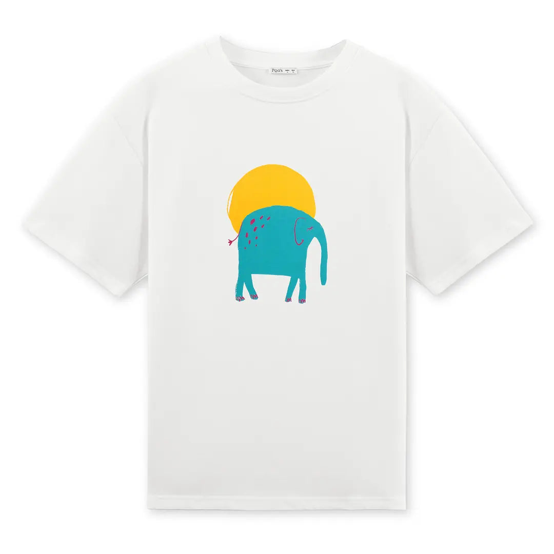 Elephant Oversize Ekru T-Shirt