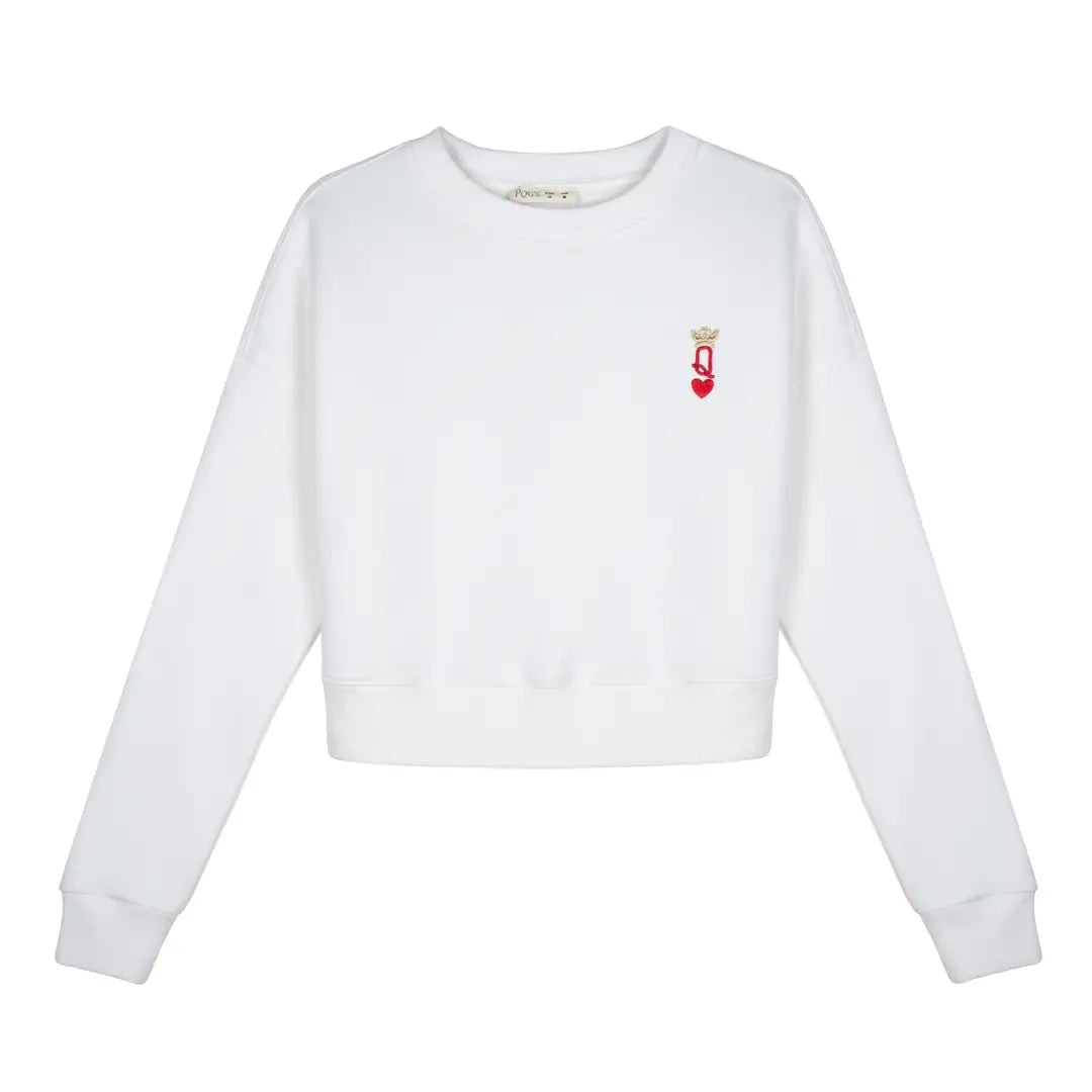 Queen Crop Regular Beyaz Sweatshirt