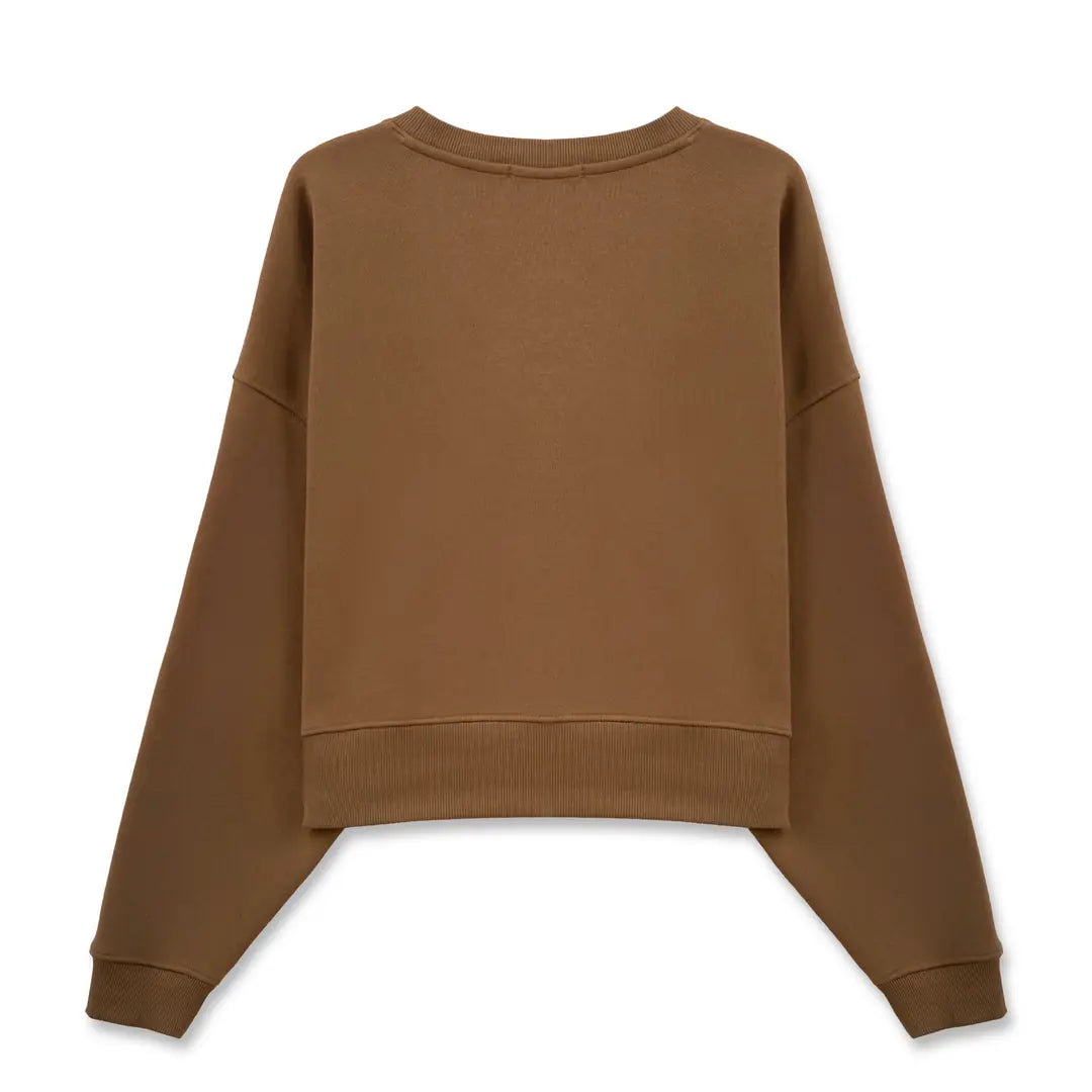 Power Crop Oversize Nakış Detaylı Sweatshirt
