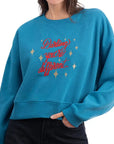 Darling Crop Oversize Nakış Detaylı Sweatshirt