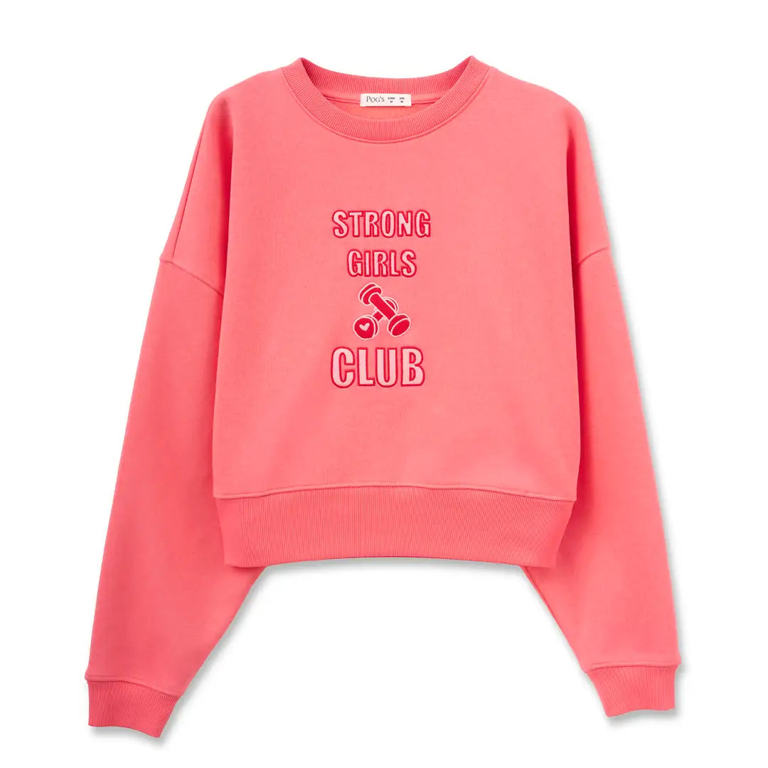 Strong Crop Oversize Nakış Detaylı Sweatshirt