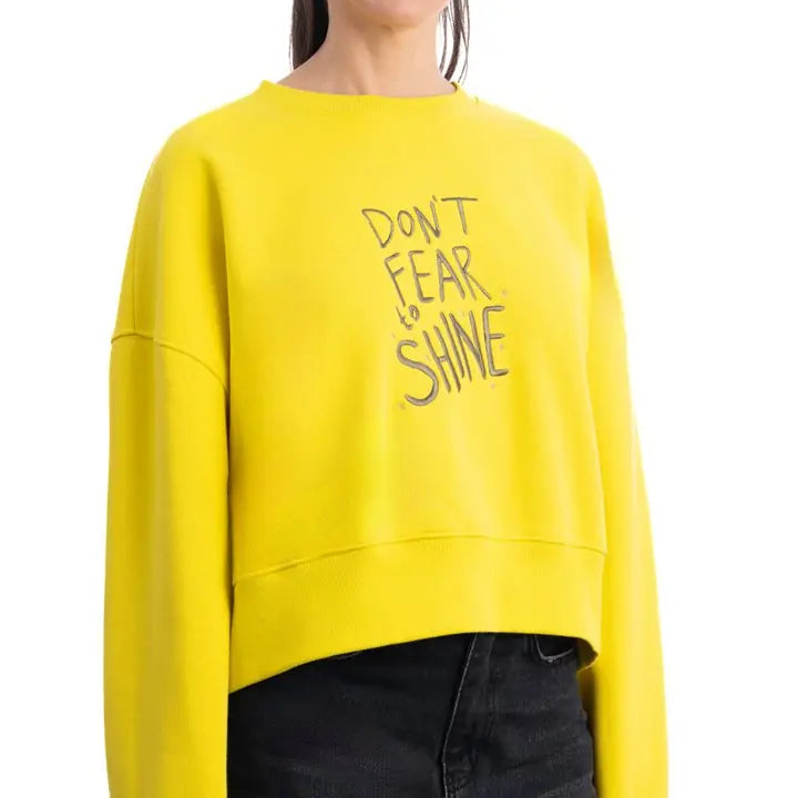 Shine Crop Oversize Nakış Detaylı Sweatshirt