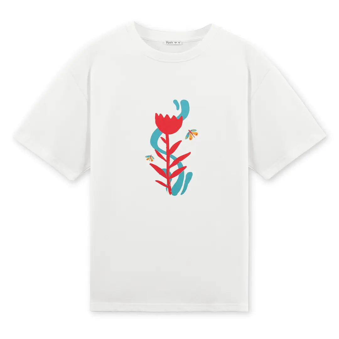 Butterfly Oversize Ekru T-Shirt