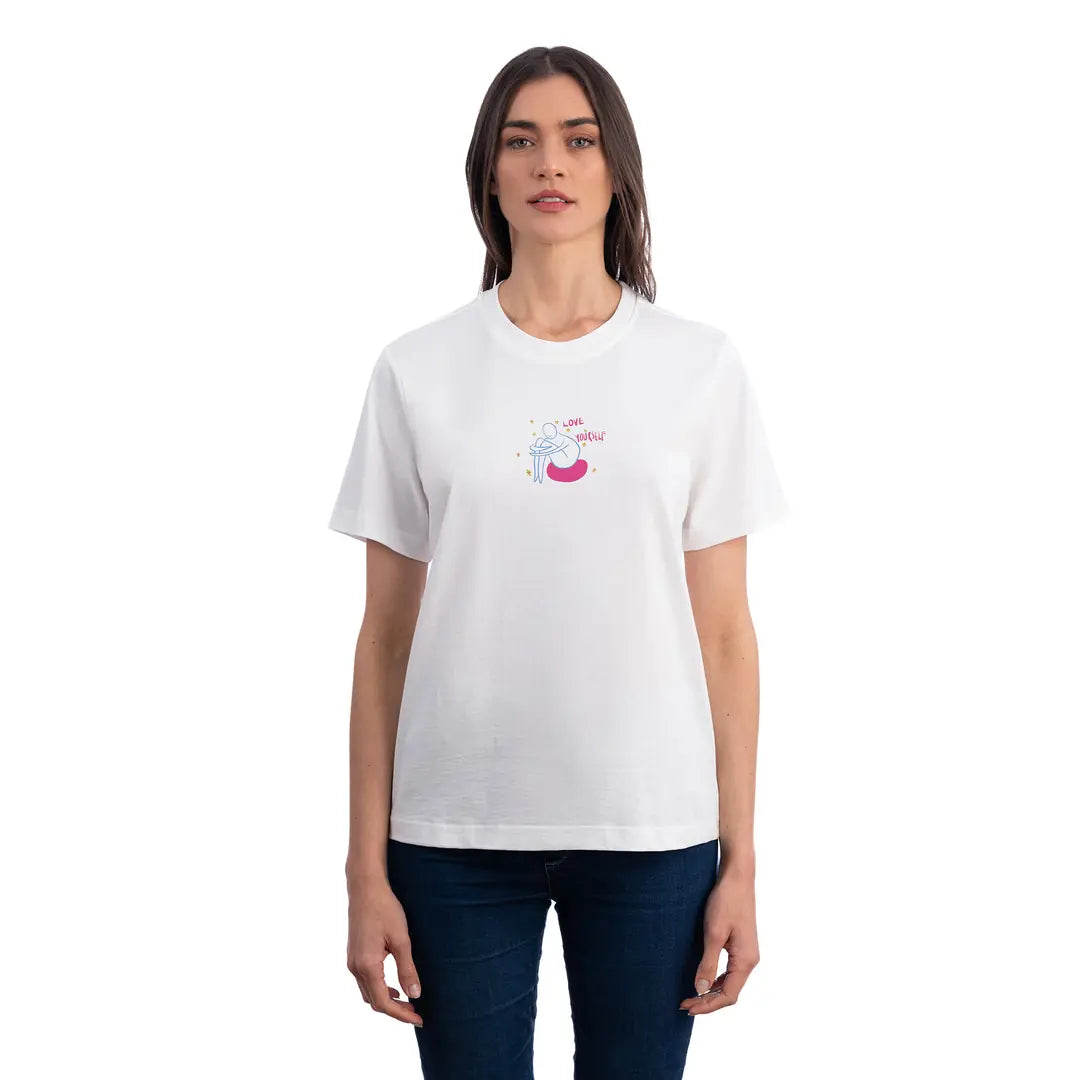 Lekeler Serisi Self Love Regular Ekru T-Shirt