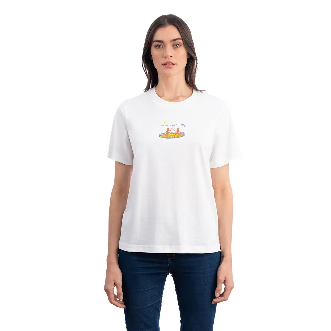 Lekeler Serisi Love Tray Regular Ekru T-Shirt