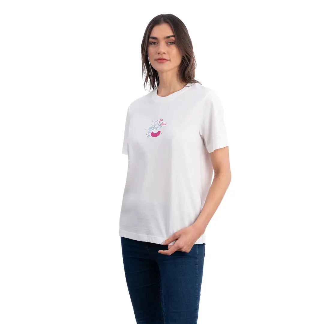 Lekeler Serisi Self Love Regular Ekru T-Shirt