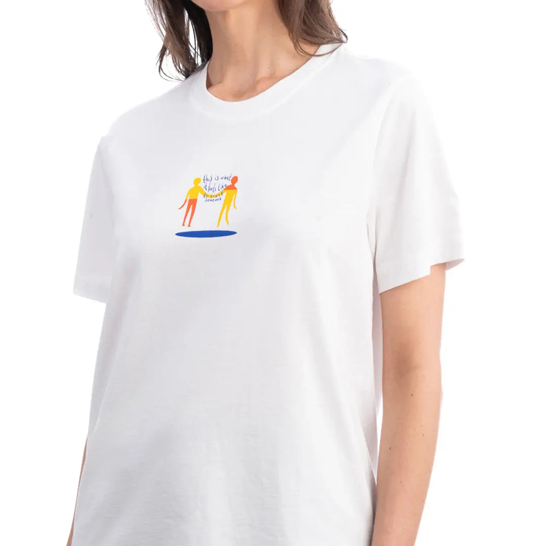Lekeler Serisi Hand in Hand Regular Ekru T-Shirt
